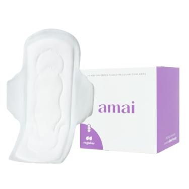 Imagem de Amai, Absorvente Externo Fluxo Regular, Algodão Sem Químicos, Hipoalergênico, Sem plástico comum, Com Abas - 14 unidades
