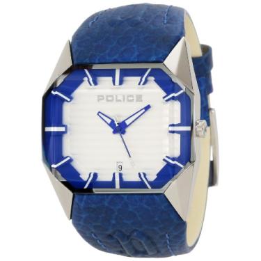 Imagem de Police Relógio masculino PL-12176JS/04B vetor octógono mostrador de couro azul, Azul/prata, Standard