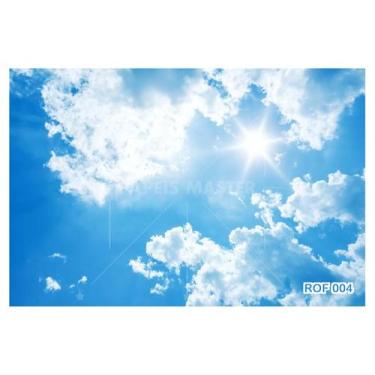 Imagem de Papel De Teto Céu Azul Nuvem Branca Dia Manhã 3,5M Rof04 - Você Decora
