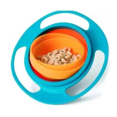 Imagem de Kit 02 Pratos Infantil Bebê Giratório 360º Alimento Não Cai Liso pratinho