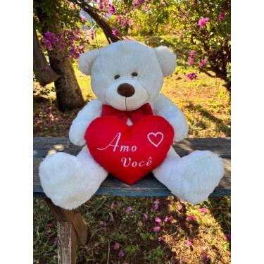 Imagem de Urso Pelúcia Grande Com Coração 50cm Presente Cores - DW Confecções, B