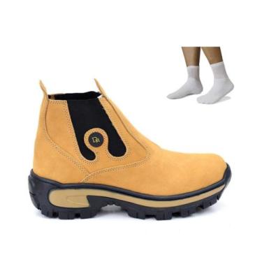 Imagem de Kit Bota Couro Masculina Tratorada Coturno Motociclista + Meia - Obsti