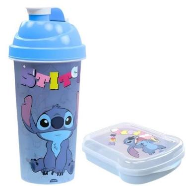Imagem de Kit Shakeira Garrafa Stitch Sanduicheira Plástico 580ml - Plasútil