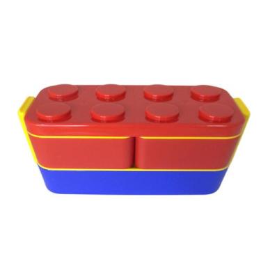 Imagem de Marmita Divertida Infantil Divisórias Modelo Bloco de Montar - JOCENTE