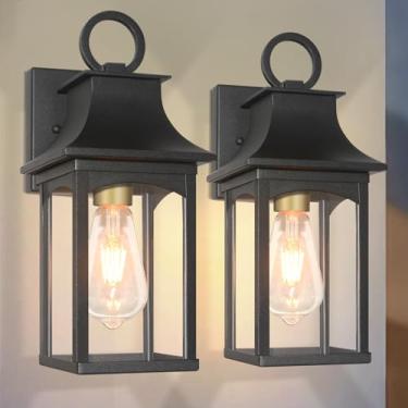 Imagem de ALVIME Luzes de parede externas, luminária externa à prova d'água, lanternas de parede externa, luzes de arandela para varanda externa para entrada, pátio, garagem, base E26 e vidro transparente