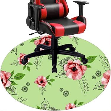 Imagem de Tapete de cadeira de escritório com flores, textura de flor, tapete de cadeira de mesa para piso de madeira de escritório em casa, protetor de piso de pilha baixa, redondo 119 cm