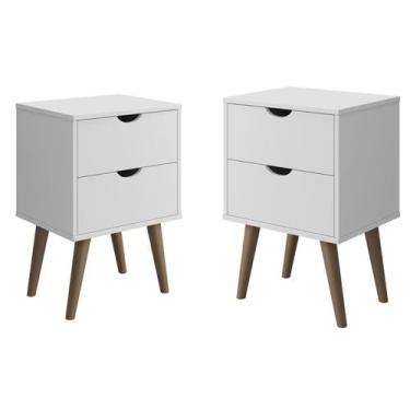 Imagem de Kit Conjunto Duas Mesas de Cabeceira para Quarto 2 Gavetas Madri Organ