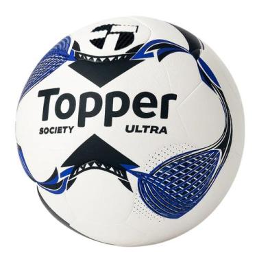 Imagem de Bola Futebol de Society Topper Ultra Dupla Colagem Oficial, Preto, Azu
