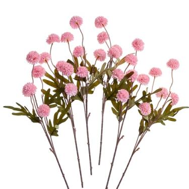 Imagem de SITUMEIZI Flores de crisântemo artificiais rosa para mães falsas de seda com haste longa, 6 peças, mini arranjos de flores kiku artificiais para decoração de festa em casa e casamento