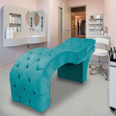 Imagem de Maca Estética Estofada Reclinável Ergonômica Suede Vanessa Azul Turquesa