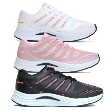 Imagem de Kit 3 Tenis Feminino Academia Corrida Caminhada Leve Confortavel (Preto, Branco e Rosa, BR, Adulto, Numérico, 36)