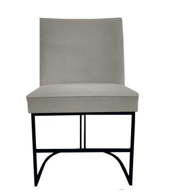 Imagem de Cadeira Sala De Jantar Toquio Base Ferro Preta Suede Bege