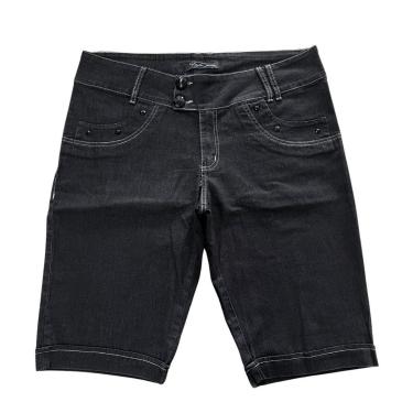 Imagem de Bermuda Jeans Pedal Feminina Preta Plus Size Tamanho 56 Shyros-Feminino