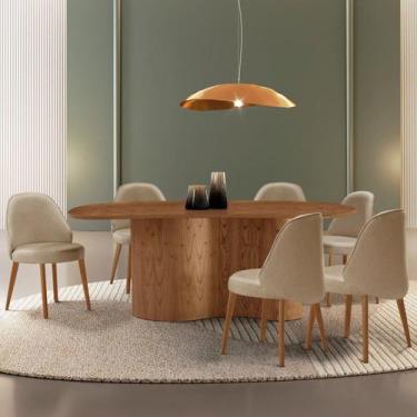 Imagem de Mesa de Jantar 180cm X 80cm Madeira Tampo Laminado Orgânico com 6 Cade