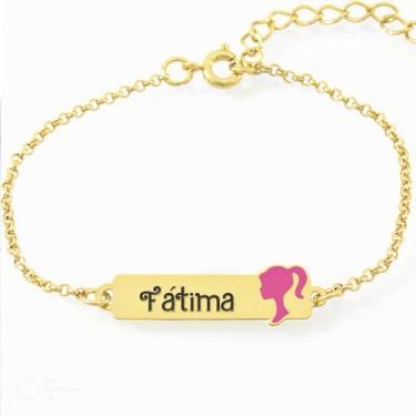 Imagem de Pulseira Feminina Personalizada Nome Fátima Banhada Ouro 18K - 999002316