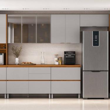 Imagem de Cozinha Completa Modulada 7 Peças 100% Mdf Lumina Itatiaia Cinamomo/Cinza