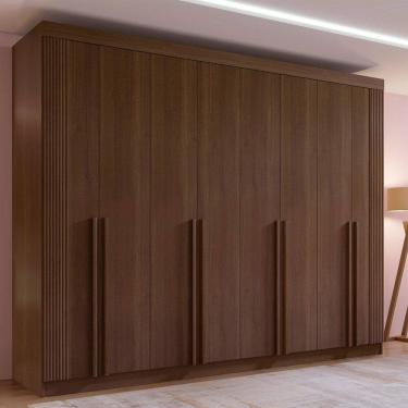Imagem de Guarda-roupa Casal Mdf 8 Portas Ripado Império Castanho