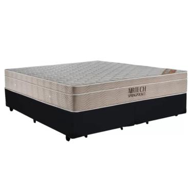 Imagem de Cama Base Casal Bipartido Molas Ensacadas Airtech Spring 138x188 Preto - Ortobom