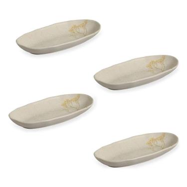 Imagem de Conjunto de Travessas Oval Funda G Porto Brasil Orgânico Campestre em Stoneware – 4 Peças