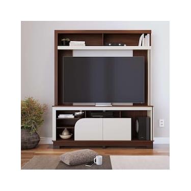 Imagem de Estante para até TV 65" Colibri Belaya 2 Portas Divisórias Inteligentes Passa Fio Tampo e Base Curvos