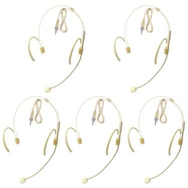 Imagem de Pacote com 5 fones de ouvido, microfone duplo sobre a orelha, condensador omnidirecional para Sennheiser, plugue de parafuso fêmea de 3,5 mm, microfone conector para palestras, teatro, apresentações