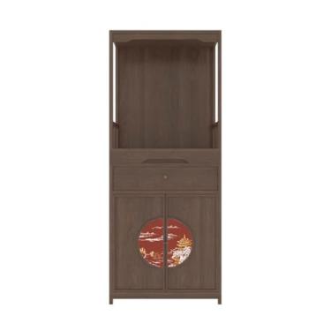 Imagem de ZzleoyuUUs-12 Prateleira de altar budista nova mesa de oferta de riqueza estilo chinês, armário de madeira com porta dupla de incenso buda (marrom)