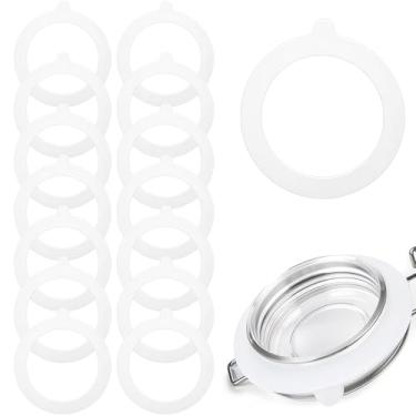 Imagem de MBAIYO 15 peças de juntas de silicone de 9,5 cm, vedações de silicone à prova de vazamento para frascos de vidro Mason Jars anéis de vedação herméticos de substituição para tampas de conserva de boca