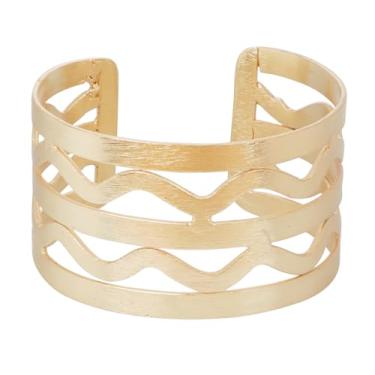 Imagem de Touchstone NOVO Bollywood indiano feito à mão com motivo ondulado bonito e elegante realçador de pulso 0,75 polegadas tamanho livre designer joias punho slip in pulseira para mulheres.