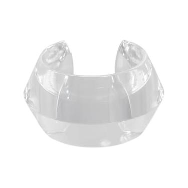 Imagem de Pulseira de pulso de acrílico transparente | Design escultural aberto | Joias ousadas feitas à mão Diaphanus Illumine | Punho de pulso com acabamento acetinado refletor de luz