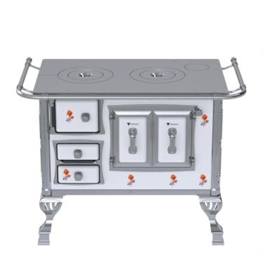 Imagem de Fogão a Lenha GII N 1 Sec Branco Flor Sem Tampa Saida Direita