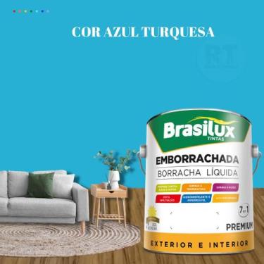 Imagem de Tinta Borracha Líquida Cor Azul Para Parede 3,2l Acrílica Lavável Anti