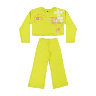 Imagem de Conjunto Blusão Cropped e Calça Infantil Menina Bee Loop, Verde, 4