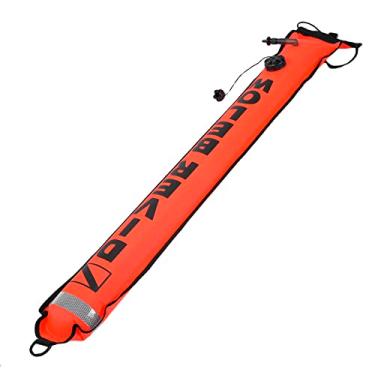 Imagem de Dioche 5 Pés de Alta Visibilidade do Marcador de Sinal Inflável Bóia Com Tiras Reflexivas e Anéis D de Aço Inoxidável para Mergulho Seguro de Mergulho na Superfície (Vermelho)