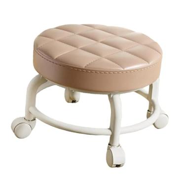 Imagem de Bothyi Banco universal com rodinhas 25x25x20 cm, assento com rodinhas baixas, ergonômico e resistente, redondo, mecânico, para exercícios de flexões de, Cáqui