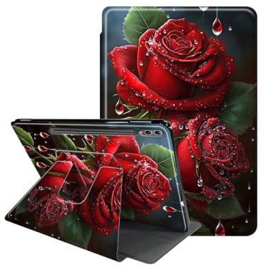 Imagem de RAUEDWDJS Capa para Samsung Galaxy Tab S10 Plus/S9 FE Plus de 12,4 polegadas com suporte para caneta S - 360 capa protetora de visualização multiângulo giratório com hibernar/despertar automático para