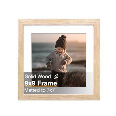 Imagem de KINLINK Moldura de 22 x 23 cm, molduras quadradas naturais de madeira maciça para fotos de 15 x 15 cm com tapete ou 22 x 23 cm sem tapete, molduras para exibição de parede, madeira natural, 1 pacote