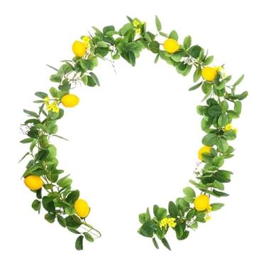 Imagem de XLWLLNJ Guirlanda de limão artificial, guirlanda de flores suspensas, frutas artificiais, flores artificiais, verde para escada, lareira de Páscoa, Style C