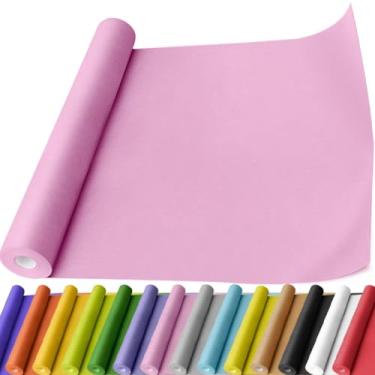 Imagem de PerkHomy Rolo de papel kraft rosa claro 44,5 cm x 1,930 cm (63') para embrulho de buquê de flores arte pintura artesanato embalagem envio 80 g/m2 25 kg (rosa claro, 44,5 cm x 63')