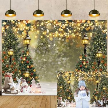 Imagem de Árvore de Natal de inverno, floco de neve, 20 x 1,8 m, cena de neve com glitter verde, retrato bokeh, fundo fotográfico, férias, Natal, chá de bebê, decoração de festa de aniversário, adereços para