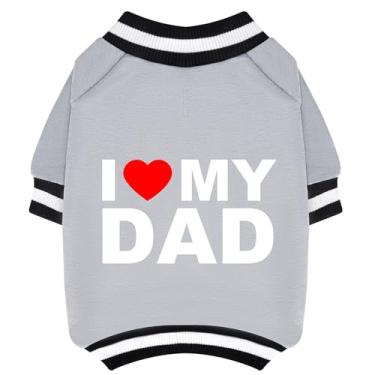 Imagem de GreenJoy Suéter fofo para cachorro – pulôver elástico para cães, roupas de inverno macias e quentes para meninos e meninas, adequado para filhotes e cães adultos (cinza claro (I Love My Dad), grande)