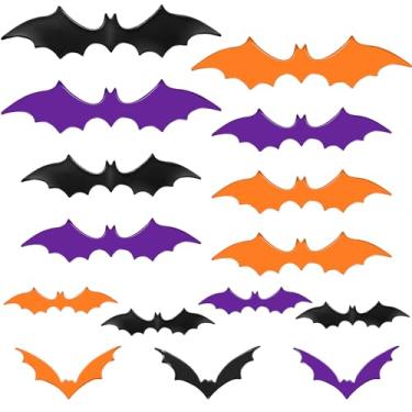 Imagem de Konohan 15 peças de ímãs de morcego de Halloween para geladeira carro garagem porta 4 diferentes tamanhos 3D PVC Bat adesivos DIY decalque de parede para decoração de Halloween geladeira interior