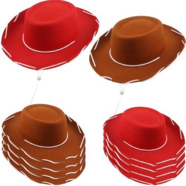 Imagem de Chapéu de cowboy SGBETTER Kids Felt Western para meninos e meninas x10
