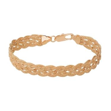 Imagem de VIRENZA Pulseira Bracelete 6 Fios Trançada Folheada Ouro 18k