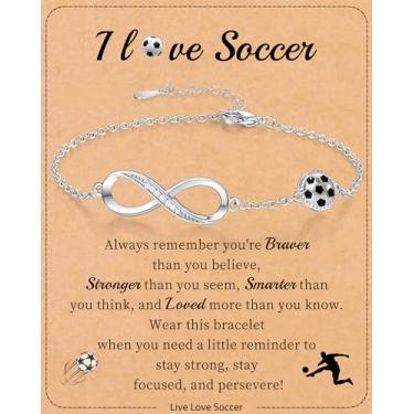 Imagem de Pulseiras de beisebol/futebol/vôlei, futebol/softbol/basquete/tênis, presentes infinitos, pulseiras para mulheres, adolescentes, prata, banhado a ouro 14K, acessórios esportivos, joias para colegas de
