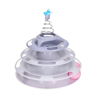 Imagem de Zhjvihx Rolo de Brinquedo de Gato, Brinquedo Girtable de Gato Pp Aliviar Interativo Tédio Removível de 4 Níveis Ambientalmente Amigável Com As Estrelas da Primavera para Suprimentos de Gatinho (Tipo