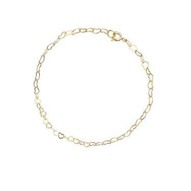 Imagem de VIRENZA Pulseira Bracelete Elo Coração Folheada Ouro 18k