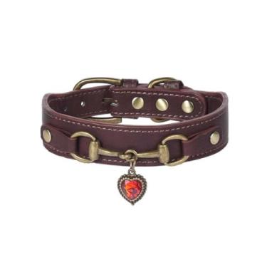 Imagem de WDPAWS Coleira retrô para cães com diamantes brilhantes e berloque – Colar de strass de couro PU ajustável com 5 furos, fivela de bronze para cães pequenos e médios meninos machos – preto/azul/verde