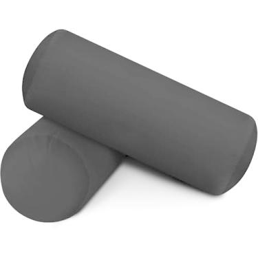 Imagem de SAHARBEDDINGS 2 peças de capa de almofada de pescoço cervical com fronhas reforçadas de algodão para almofada cilíndrica gola redonda fecho de zíper (preto, 24 x 6 rolos, conjunto de 2)