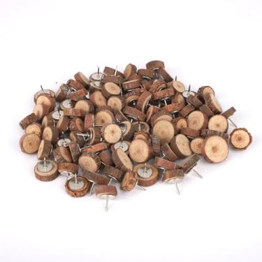 Imagem de 100un Alfinetes Redondos de Madeira, Tachas Decorativas de Madeira Redondas e Duráveis Acessórios Práticos para Quadro Cortiça Boletim Material Escritório