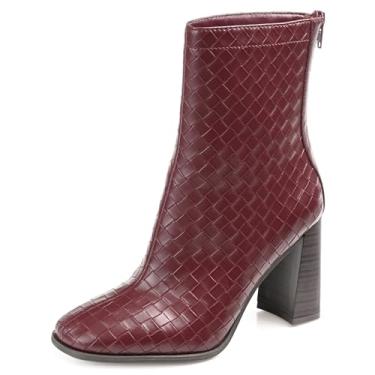 Imagem de Journee Collection Brielle Tru Bota feminina confortável de espuma com salto traseiro com zíper e salto empilhado, Vinho, 35